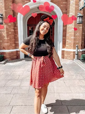 SHEIN Red Polka Dot Tie-Waist Skater Skirt thumbnail 5