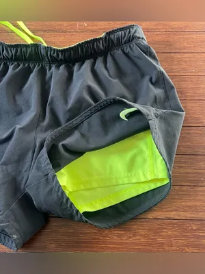 Nike Dri-Fit Black and Lime Green Training Compression Shorts Size Small running thumbnail 6