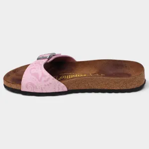 Birkenstock Papillio Madrid Womens 9 Narrow Pink Paisley Cork Slide Sandals thumbnail 3