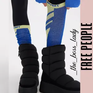Free People knee high socks blue yellow compression socks thumbnail 4
