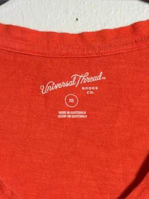 Universal Thread Women Short Sleeve V-Neck Tee Orange size XS thumbnail 4