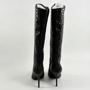 INC International Concepts Size-10M Black Woven High Stiletto Boots Pointed Toe thumbnail 6