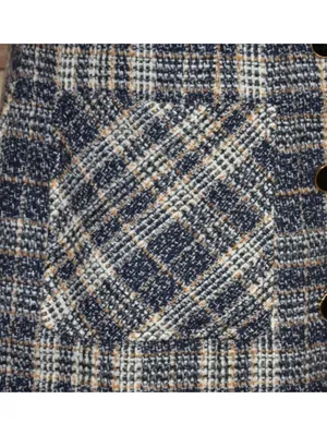 NWT Lulus Posh Arrival Blue Multi Plaid Tweed Mini Dress Size M Academia Preppy thumbnail 4