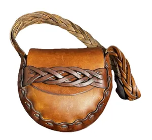 Vintage Handcrafted Brown Leather Braided Saddle Style Shoulder Bag Boho Western thumbnail 1