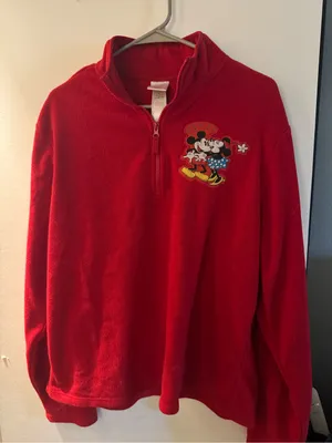 Disney Red Fleece Half-Zip Pullover with Mickey Graphic thumbnail 2