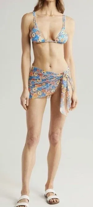 Kulani Kinis Floral Sheer Mesh Cover- Up Sarong Sz M NEW thumbnail 1