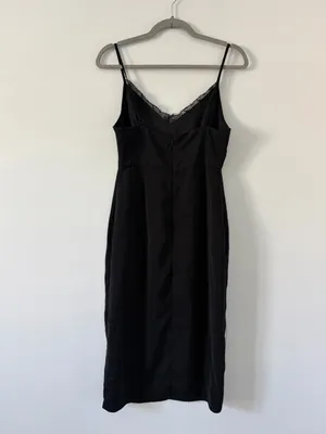Superdown Brianna Black Lace Trim Sleeveless V Neck Slip Dress Small thumbnail 7