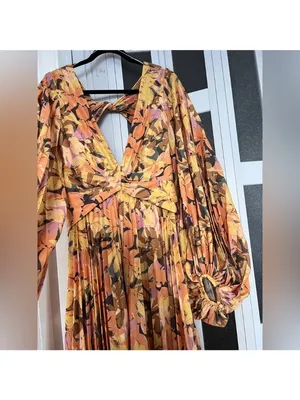 Acler Palms Dress in Kaleidoscope Floral Yellow, US6 thumbnail 4