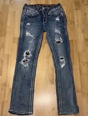 Rock Revival 26 Ferry Women’s Jeans Straight Mid-Rise Boot Cut EUC cowgirl rodeo thumbnail 1