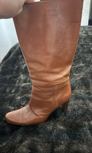 Vintage Miu Miu Cognac Leather Knee high boots 37 7 SINGLE LEFT BOOT thumbnail 6