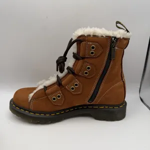 Women's 7 Dr. Martens 1460 Lace to Toe Fur Lined Buttersoft Nubuck Boots Brown‎ thumbnail 5
