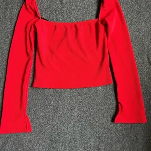 Red‎ Square Neck Long Sleeve Ribbed T-Shirt with Non-Slip Silicone Strip xs nwot thumbnail 3