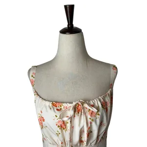 Scarlet Darkness Milkmaid‎ Dress Women Large Ivory Pink Floral Boho Cottagecore thumbnail 4