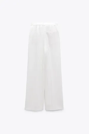 ZARA nwt wide straight leg high waisted men’s style pleated pants thumbnail 9
