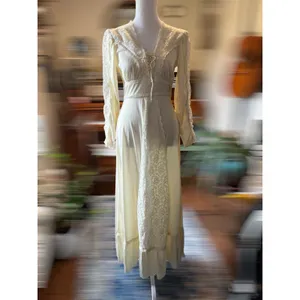 1970s Cream Prairie Dess Style Wedding Dress thumbnail 3