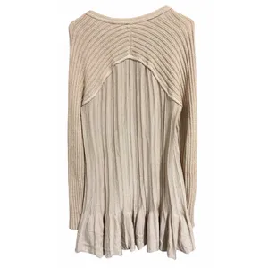 Free People Ribs & Ruffles Tunic Sweater Ivory Women's Size‎ Medium thumbnail 2