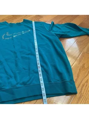 Nike Women’s Oversized Crewneck Sweatshirt XXL Blue Glitter Swoosh Fleece thumbnail 6