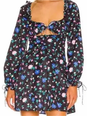 For Love & Lemons Lexi Mini Dress Fliral Coquette Lolita Preppy Whimsy NWT XS S thumbnail 1