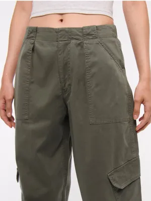 Abercrombie & Fitch Cargo Pants Barrel Leg Olive Green Elevated Casual Size 25/0 thumbnail 5