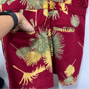 Free People Maroon Malibu Tropical Print Shorts Romper Size Medium w/pockets thumbnail 9