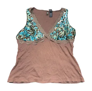 Bisou Bisou Y2K Lace Floral Silk Cami Tank Top thumbnail 1