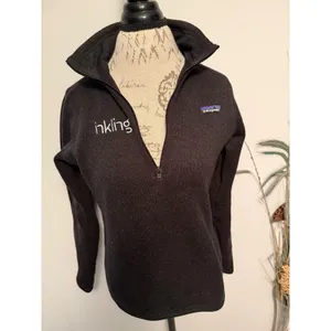 Patagonia Inkling Embroidered Quarter Zip‎ Fleece Pullover Black Women's Size M thumbnail 3