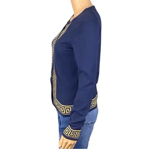 LILLY PULITZER Navy & Gold Greek Key Keane Cardigan Sweater Buttons Small thumbnail 8