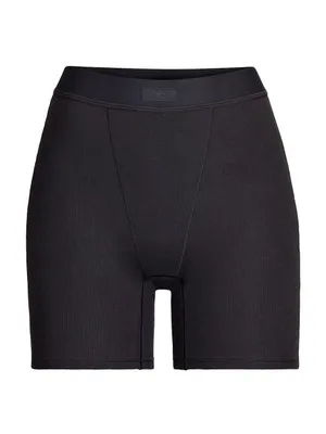 SKIMS Black Cotton Ribbed Boxer Short thumbnail 2