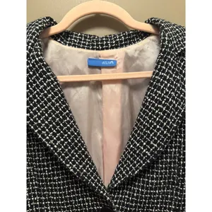 90s/Y2K dELiA*s Black White Tweed Blazer‎ Jacket Pink Lining XL thumbnail 2