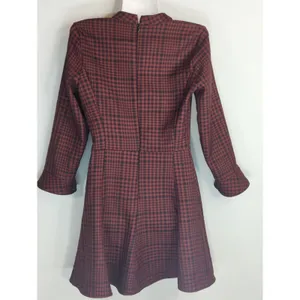 Zara Red & Black High Neck Plaid A-Line Mini Dress Women XS Skater‎ Girl Preppy thumbnail 7