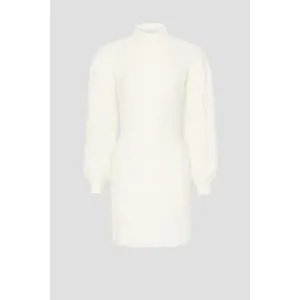 Area Stars White Open Back Knit Long Sleeve Mock Neck Sweater Mini Dress Size M thumbnail 4
