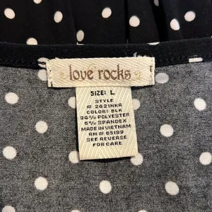 Love Rocks Asymmetrical Short Sleeve V-neck Polka Dot Dress Knee Length 071426 thumbnail 3