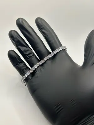 Real Silver 5mm Tennis Bracelet Moissanite VVS1 D Mens Iced 8 Inch High Quality thumbnail 1