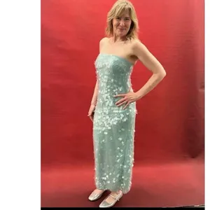 STAUD Seafoam Green Shimmering Sequined Strapless Casey Midi Gown size 2 thumbnail 13
