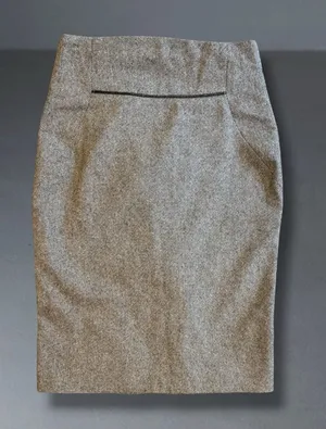 EXPRESS Design Studio Tweed Pencil Skirt Size 0 Leopard Print Lining Grey thumbnail 1