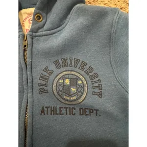Victoria's Secret PINK Hoodie Athletic Dept Zip Blue Size S Cotton Polyester thumbnail 4