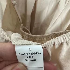 Cupshe Neutral Tie Waist Wide-leg Jumpsuit Beige Semi-sheer Size Large NWT thumbnail 3