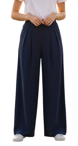 NWT Halara Navy Blue Breezeful High Waisted Side Pocket Shirred Wide Leg Pant XS thumbnail 1