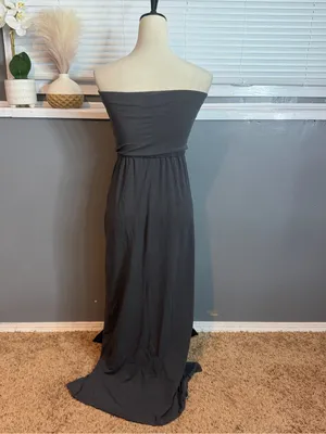Express Strapless Black Evening Dress with Gold Beaded Bodice thumbnail 6