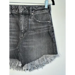 We‎ The Free People Black Denim Mini Skirt 25 Frayed Hem Rocker Festival Revival thumbnail 3