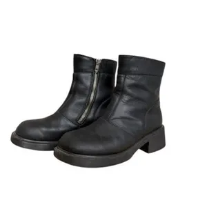 Vtg Dr Martens 8464 Black Leather Biker Boots 90s England UK 6 US Women 8 Zip thumbnail 10