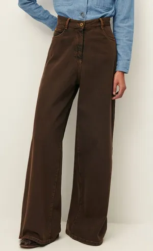 $275 New Sessun Dalt Brown Wide leg High Rise Jean - US 24 (34) thumbnail 1