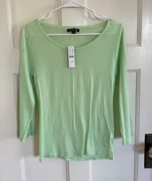 NWT J.Crew mint green 3/4 sleeve Feather jersey size medium thumbnail 1