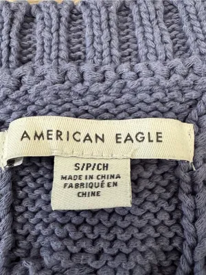 American Eagle Cable Knit V-Neck Sweater Vest - Light Blue thumbnail 3
