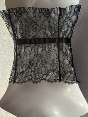 Ann Taylor Lace Corset Top Black 10 thumbnail 3