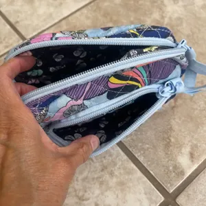 Vera Bradley Monarch Garden Quilted Double Zip Cosmetic Bag Butterfly Blue thumbnail 5