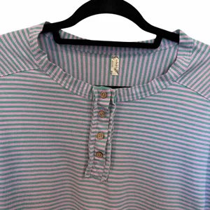 Free People Intimately Striped Henley Lounge Set Pink Green Size S thumbnail 3