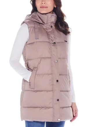 Weatherproof Women’s Hooded Puffer Vest Taupe size Large thumbnail 1