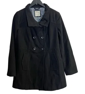 Old Navy Black Pea Coat Women's Size Medium Cotton Wool Blend Winter Snow Cold thumbnail 1