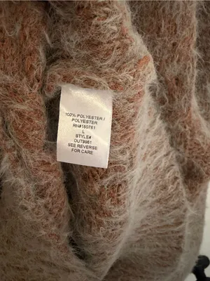 Oceanus Eyelash Knit Turtleneck Sweater Fuzzy Cozy Pullover‎ Beige Pink L thumbnail 3